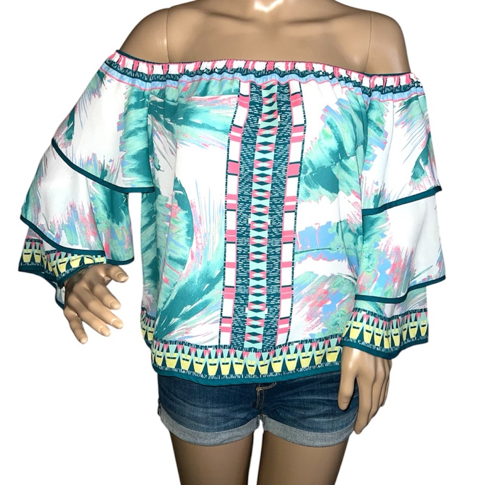 𝐀. 𝐂𝐀𝐋𝐈𝐍 | OFF THE SHOULDER RUFFLED TOP - Picture 3 of 8